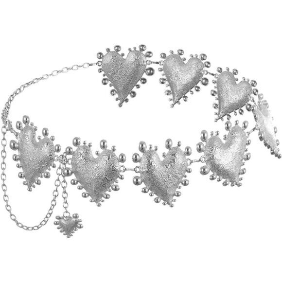 Vintage Western Belt for Women Heart Cowgirl Style Metal Waist Chain, Adjustable